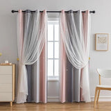 Popxstar Curtains For Living Room Bedroom Double Layers Sheer Rainbow Colorful Princess Home Decoration Drapes
