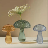 Popxstar Transparent Jelly Color Mushroom Glass Vase Aromatherapy Bottle Home Small Vase Hydroponic Flower Pot Simple Table Decoration