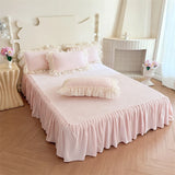 Popxstar  Butterfly Embroidery Lace Ruffles Princess Bedding Set Warm Velvet Duvet Cover Bed Sheet/Bed Skirt/Fitted Sheet Pillowcases 4Pcs