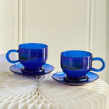 Popxstar Set of 2 Cups and Saucers Glass Mug Coffee Tea Water Bottle Cup Set Mugs Drinkware Heat-resistant Glass