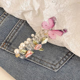 Popxstar New Butterfly Rose Phone Line Hair Hoop Baby Ponytail Artifact Hair Rope for Girls to Tie Hair Small Girl Headwear