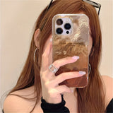 Korean Retro Gradual Gradient Aurora Iceberg Pattern Phone Case for iPhone 17 11 12 13 14 15 16 Pro Max XS XR 7 8 Plus 16e Cover