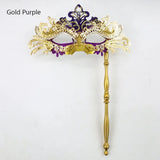 Mardi Gras Phoenix Tail Flower Masquerade Mask with Holding Stick Detachable Costume Mask Venetian Women Party Masks Halloween