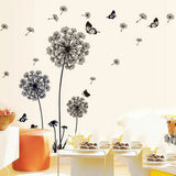 Popxstar Black Dandelion Wall Stickers Butterflies On The Wall Living Room Bedroom Glass Window Decoration Mural Art Home Decor Decals