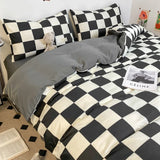 Popxstar Black and White Plaid Duvet Cover Set Full, Geometric Grid Bedding Set Soft Lattice Checkerd Comforter Cover with 2 Pillowcases