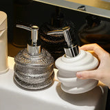 Popxstar  Ceramic Bottle Soap Dispenser Hotel Toilet Hand Wash Liquid Press Bottles Body Wash Shampoo Dispensing Shampoo Bath Gel Bottle