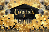 Popxstar Graduation Backdrop Congrats Gold Class of Grad Photocall Decoration Photography Background Photo Banner