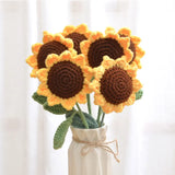1PC Hand Knit Single Rose Bouquet Crochet Woven Fake Flower Daisy Tulip for Valentine's Mother's Teacher's Day Home Decoration