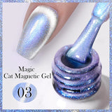 Popxstar 10ml Rainbow Purple Water Light Cat Magnetic Gel Nail Polish Shining Sliver-light Holographics Semi Permanent UV Gel