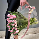 Popxstar New Transparent Flower Bag with Handle Fresh Flower Bouquet Wrapping Boxes Wedding Birthday Party Gift Rose Packaging Handbags