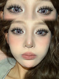 Popxstar  2Pcs Korea Colored Contact Lenses Prescription Myopia Degree -0.00 to-8.00 Blue Makeup Soft Lens Eye Beauty Pupil Lan Cat