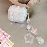 Popxstar Korean Clear Bow knot Star Bell Keychain Case For Airpods Pro 2 Earphone Charging Box Bag Cover For Airpod 1/2/3/4 Soft Shell