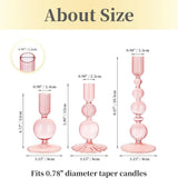 Popxstar 3Pcs Glass Candlestick Holders Glass Taper Candle Holders Groovy Wavy Elegant Candle Stick for Home Party Decoration
