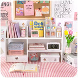 Popxstar cabin weekend inspo Double-Layer Desktop Organizer Rack Stationery Office Desk Accessories Storage Desktop Cosmetics Organizers Storage Shelf