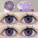 Popxstar 2PCS Myopia Beauty Colored  Contact Lenses Purple Halloween Makeup Lens Fashion Pupils Big Eye Lenses Natural Blue Lense