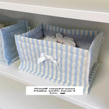 Popxstar  Desktop Square Fabric Art Cotton Storage Basket Ins Style Korean Cute Quilted Storage Basket Clothes Sundries Storage Fram ﻿