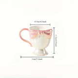 Popxstar 1PC Exquisite Bow Shaped Mug Birthday Gift for Girls, Ceramic Breakfast Water Cup with High Aesthetic Value, Coffee Mug, Dessert