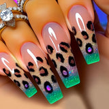 Popxstar 24pcs Leopard Print Press on Nails Tips Purple Long Ballet Fake Nails Aurora Colorful Full Cover Fake Nail Sets Coffin Manicure
