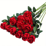 Popxstar 12pcs Realistic Artificial Rose Bouquet for Weddings, Birthdays, and More  for Floral Arrangements and Home Decor