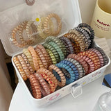 Popxstar 5PCS Bright Shining Telephone Line Wire Elastic Hair Bands Tie Gum Headwear Ponytail Holder Rubber Bands Women Hair Accessories