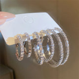 Popxstar prom jewelry 1-3 Pairs Set Sparkling Exaggerated Full Paved Rhinestones Round Circle Hoop Earrings for Women Simple Shiny Earring Jewelry