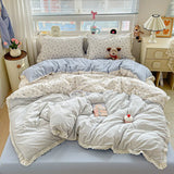 popxstar New Bedding Set INS Princess Soft Bed Flat Sheet Set Twin Queen Double Size Cotton Lace Duvet Cover Pillowcase Bed Linen