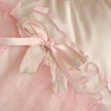 Popxstar  Romantic Lace Ruffles Bow Wedding Bedding Set 800TC Lyocell Silky Cooling Duvet Cover Flat/Fitted Bed Sheet Pillowcases 4Pcs