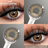 Popxstar Myopia Lenses 1 Pair Colored Contact Lenses with Degree Natural Eye Contacts Brown Lenses Gray Pupils Yearly Disposable