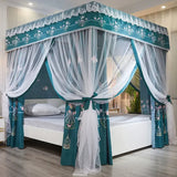 Double Layers Blackout Mosquito Net Princess Integrated Bedroom Dust Top Windscreen Bed Curtain with Bracket