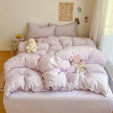 Popxstar  Class bed new cream wind solid color bed sheet four-piece set student quilt cover four-piece set household