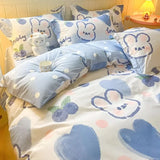 Popxstar Kawaii Bedding Set for Kids Ins Twin Queen Size Duvet Cover Flat Sheet Pillowcase No Filler Girls Boys Home Totel Bed Linens