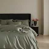 Popxstar  4Pcs Natural Lyocell Eucalyptus Fiber Soft Silky Bedding Set Luxury Embroidery Duvet Cover Bed Sheet/Fitted Sheet Pillowcases