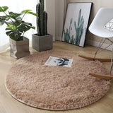 Popxstar Plush round carpet living Room Decoration Children's Bedroom fluffy white carpet non-slip blanket bedside design Room play mat