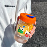 Cute Bubble Boba Pearl Milk Tea Straw Water Bottle High Borosilicate Glass Heat-resistant Leakproof Coffee Juice Cup Drinkware