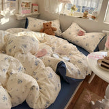 Popxstar  Class A simple high-end three-layer yarn bedding four-piece set, bed sheet quilt cover, dormitory three-piece set