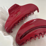 Popxstar Korean Women Large Red Bright Color Acetate Hair Claws Barrettes Hairpins Ponytail Hair Clips Girls Hair Accessories Shark Clip