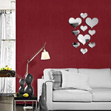 Popxstar 10Pcs/Set Durable Love Heart Stickers Wall Sticker Mirror Mural 3D Decal Simple DIY Decorative Removable Paster Home Decoration