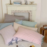 popxstar Double Sided Stripes Bow Pillow Case 48x74cm Soft Comfortable Covers Cotton Pillow Cover Pillow Sham for Beds Home Decoration