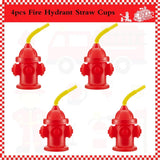 Popxstar  2/4/6/8/10pcs Novelty Fire Hydrant Straw Cups with Lid Fireman Birthday Party Favors Boys Firefighter Party Water Cups Supplies