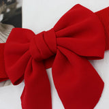 Popxstar  New Fashion Elegant Large Bow Elastic Belts for Women Wide Side Belt Dress Female Jeans Waistband Trouser Accessory
