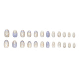 Popxstar 24pcs Romantic Y2k Star Press On Nails Gradient Blue French Style Gold Moon Designs Fake Nail Sweet Almond False Nails For Women