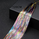 Popxstar Shiny Threads Glitter Hair Tinsel Kit Gold Silk Hair Glitter String Extensions Accessories for Women Headdress