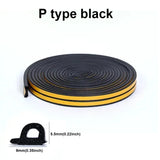 Popxstar 5m/10m Door Seal Strip Diep Self-adhesive Draft Stopper Tape Window Weather Stripping Insulation Noise Rubber Sealing Strip