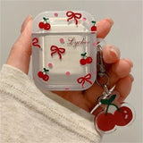Popxstar Kawaii Cute Cherry Bowknot Clear Headphones Protective Shell Soft Cover For AirPods 1 2 3 With Pendant Case For AirPods Pro 2