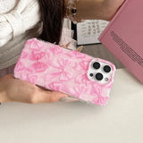 Pink Ribbon Bow Pattern Phone Case For IPhone 17 16 15 14 13 Pro Max Case Cute Sweet Cartoon Shockproof Protective Cover Cases
