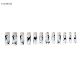 Popxstar  24Pcs Y2K Nails Tips Long Coffin Star Designs Diamond Fake Nails Full Cover Press on Nail Clear Acrylic Stick-on Nails for Girls