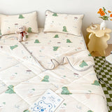 Popxstar Cooling Summer Comforter Bedding Sets Double Sided Cool Feeling Fabric Duvet Summer Blanket Ice Silk Fitted Sheet and Pillowcase