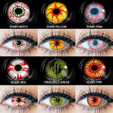 Popxstar  2 Pack Halloween Colored Contact Lenses Anime Cosplay Eyes Lenses Colored Lenses White Black Red Lenses