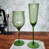 Popxstar  1Pcs Vintage Green Champagne Glass Home Party Goblets Red Wine Cup Wave Pattern White Wine Flute Whisky Cup For Party Wedding