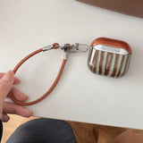 Popxstar  brown stripes clear TPU shockproof protection cover case for airpdos 1 2 3 4 pro 2 wireless bluetooth earphone charge box shell